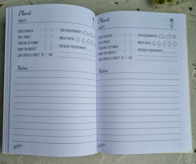 garden journal pages to fill out
