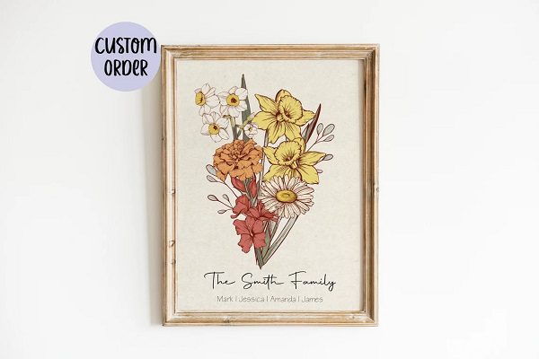 family flower bouquet digital print